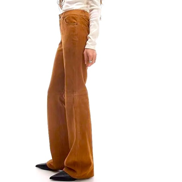 NWOT - Nordstrom Straight Leg, Genuine Suede Pants - Picture 4 of 9
